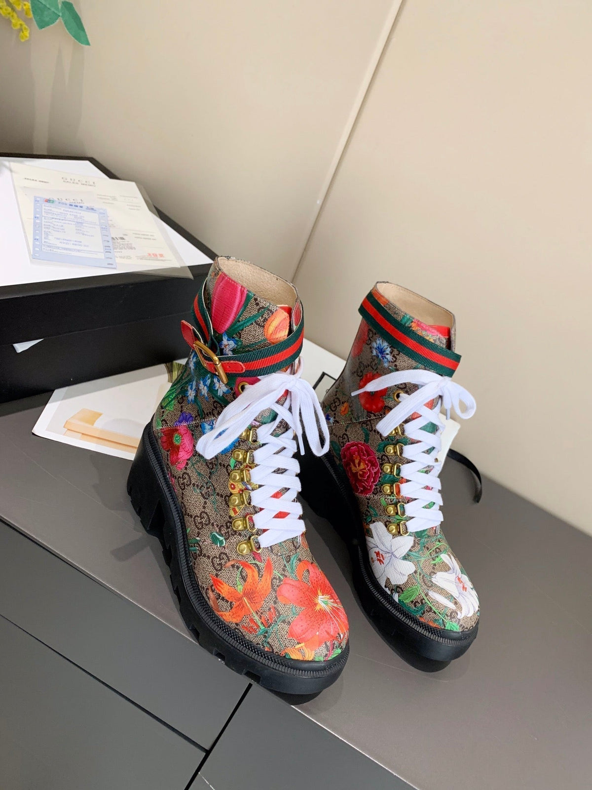 GG ankle boots Multicolor Floral Sheepskin