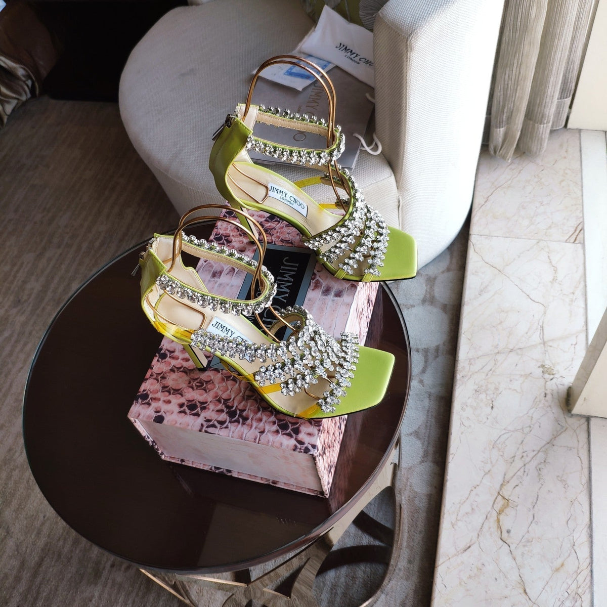 Jimmy 25 Josefine 100mm Sandals Lime Green Calfskin 240070