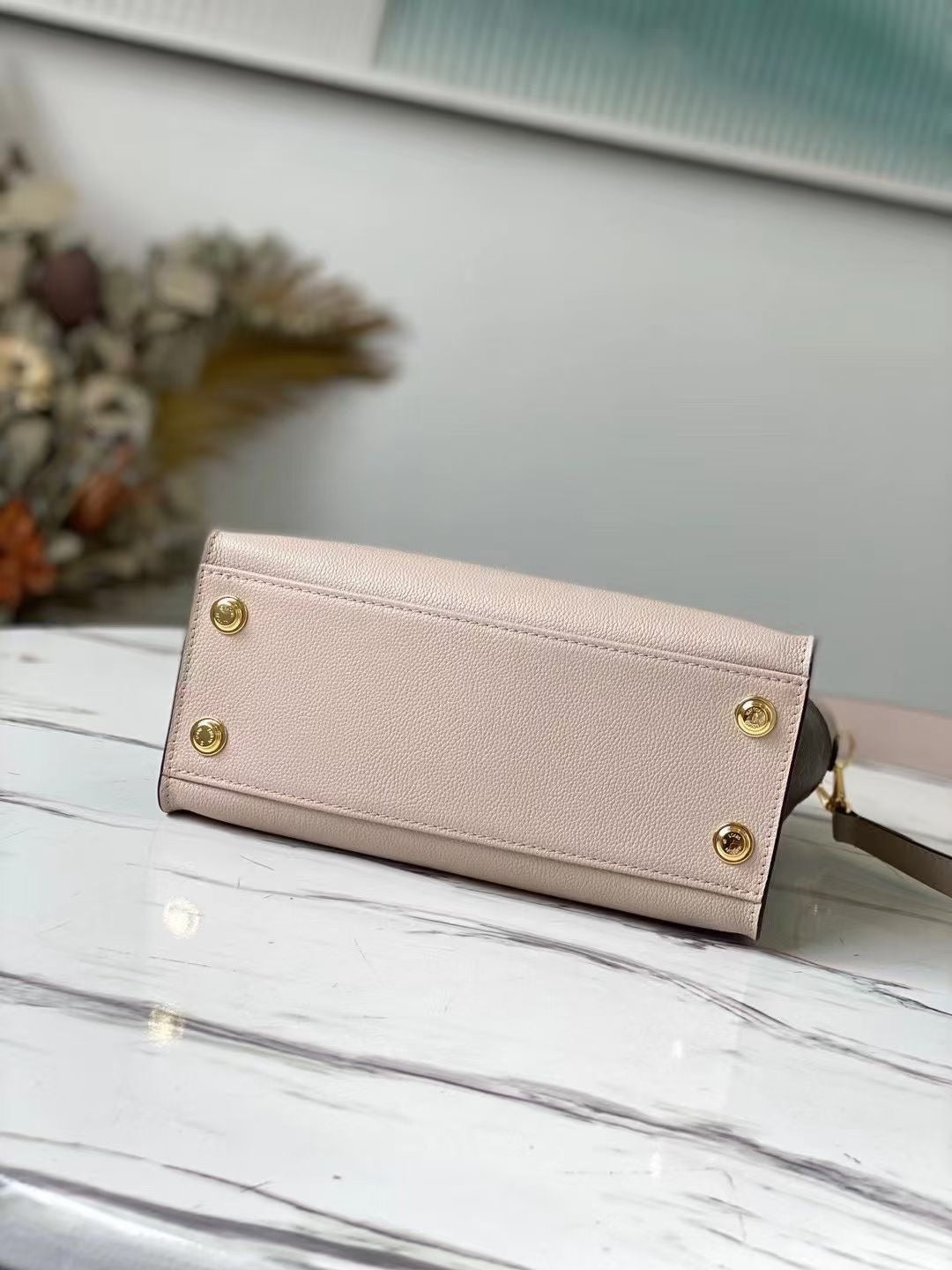 on my size pm 25cm greige calfskin brown monogram canvas