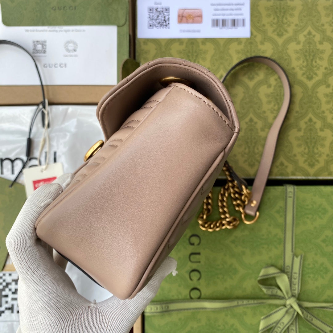 gg marmont 26cm beige calfskin gold hardware