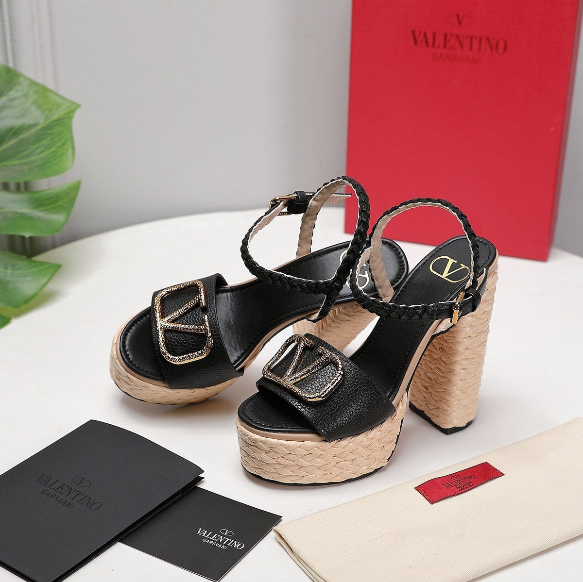 VT 25 Platform Sandals Black Cowhide Espadrilles 363020