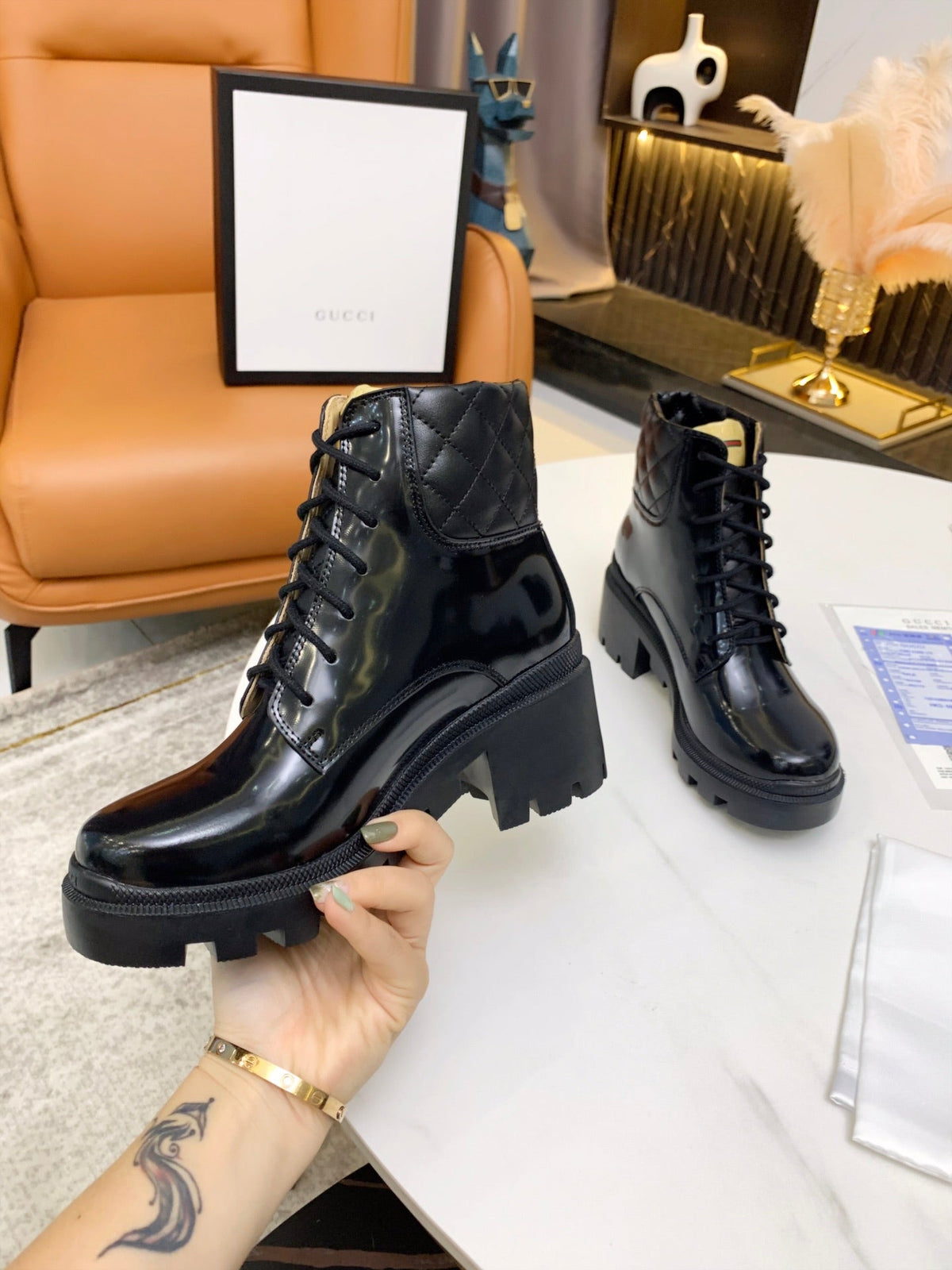 GG ankle boots black patent leather 397791