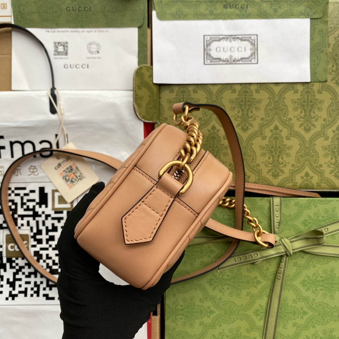 gg marmont mini 18cm zip top dark beige calfskin gold hardware