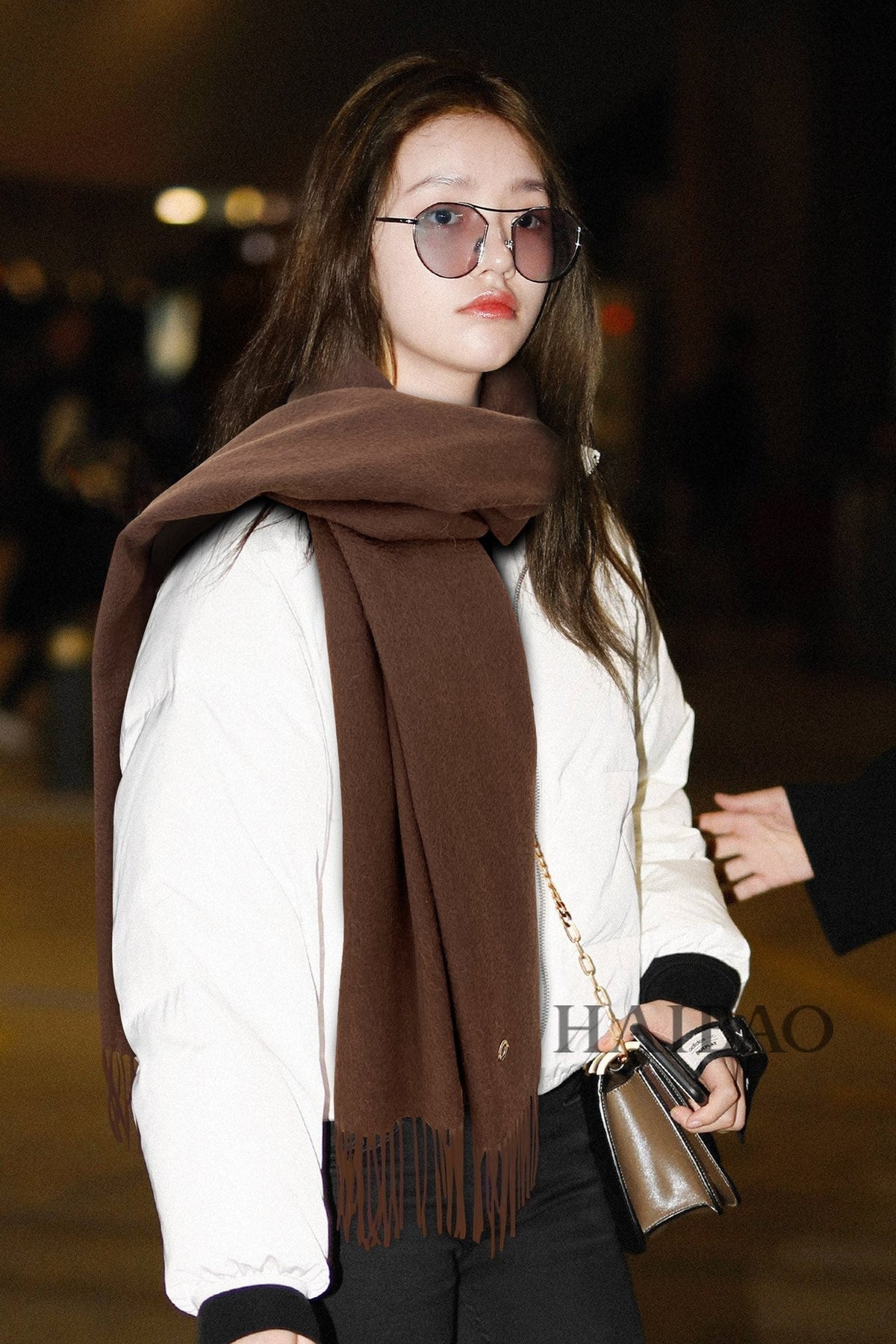 LP Grande Unita Scarf 200 CM In Cocoa Brown Cashmere  645521