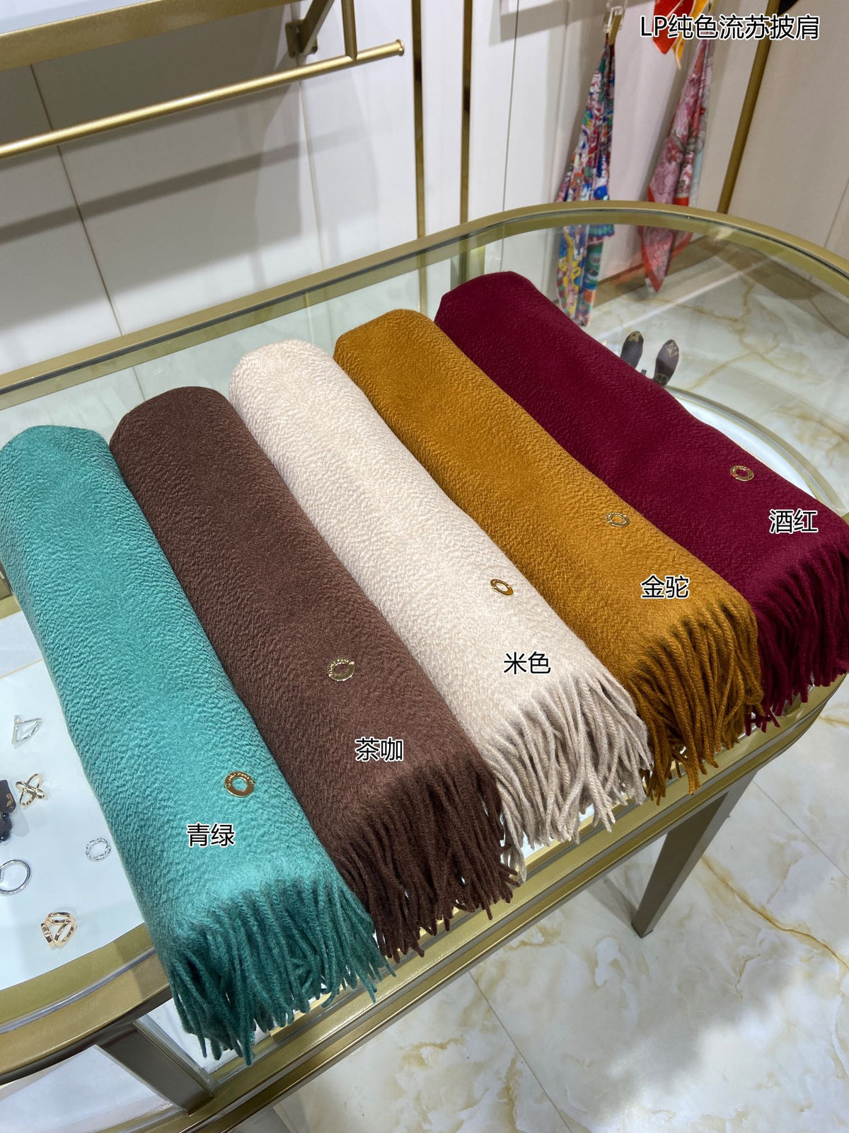 LP Grande Unita Scarf 200 CM In Ochre Yellow Cashmere 645523