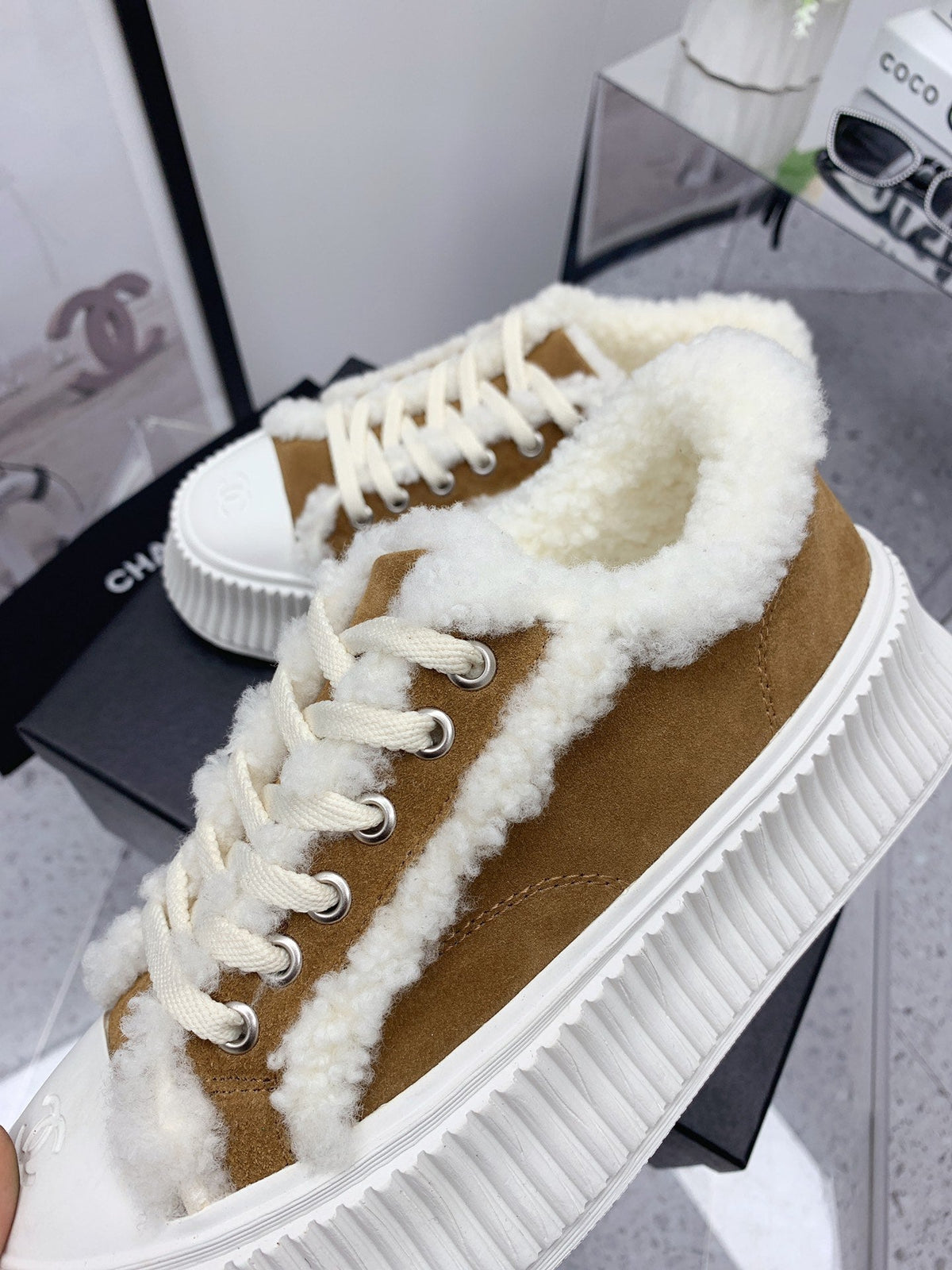 Chanel 2026 Platform Sneakers Suede Wool 162256