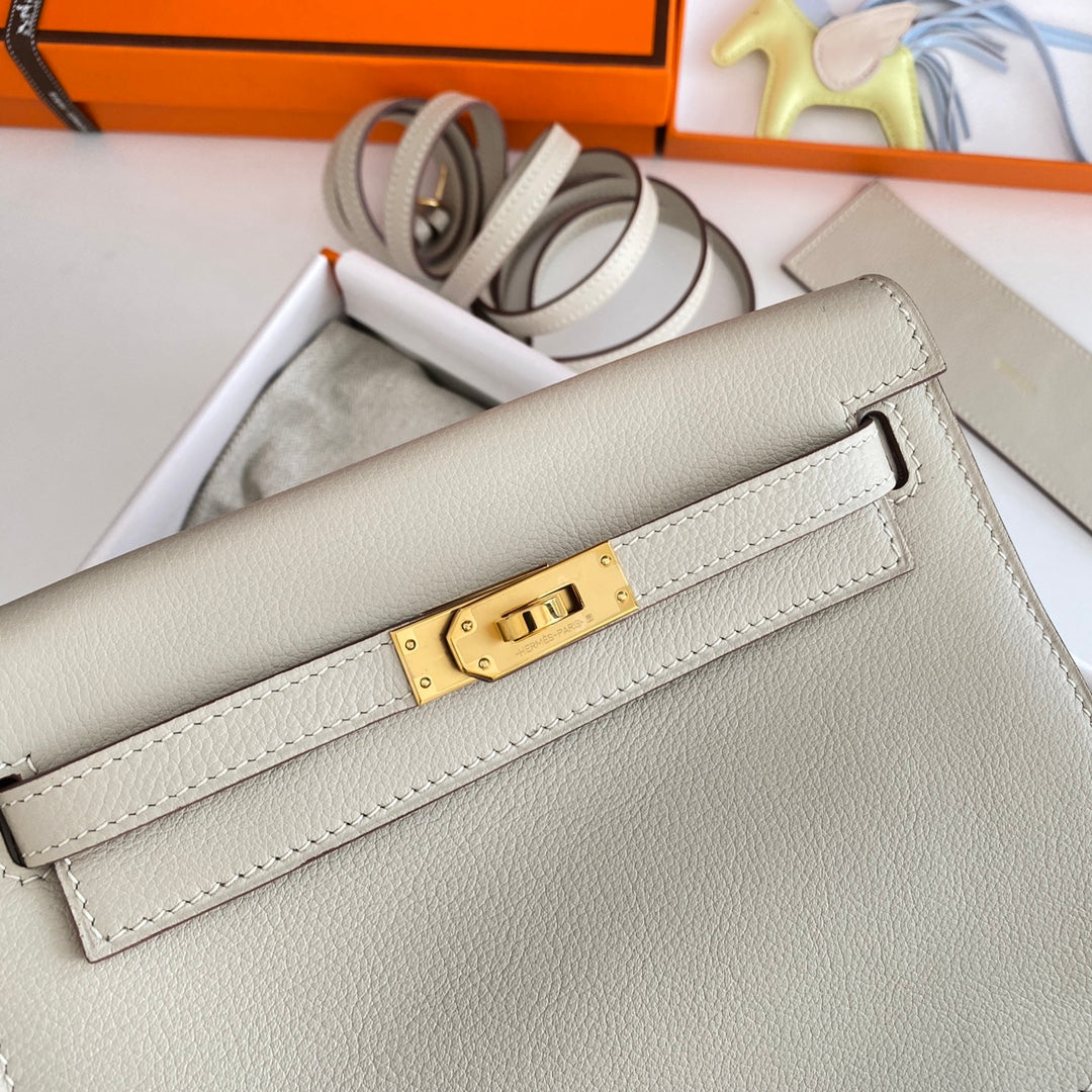Kelly Danse II 22cm White Evercolor Leather Ghw
