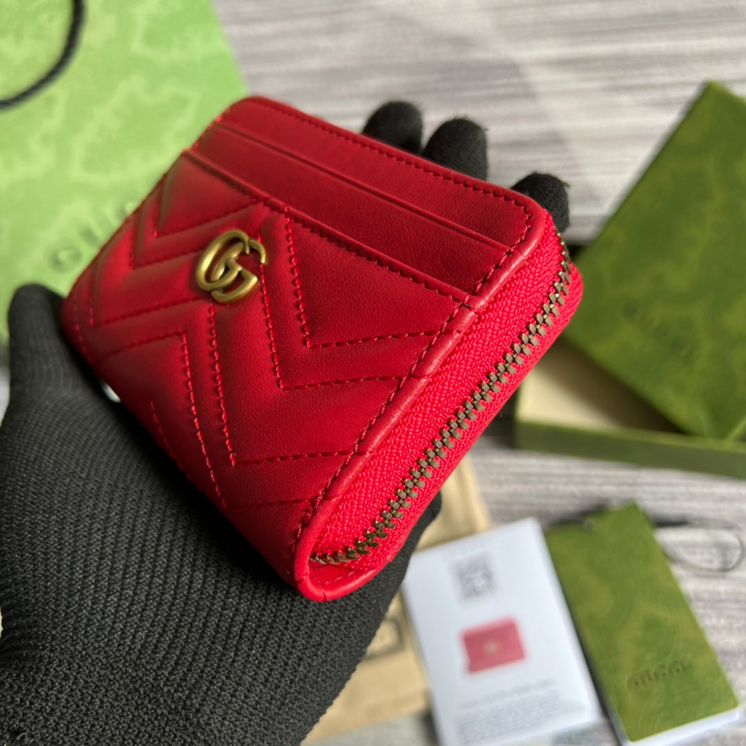 GG MARMONT MINI 11 WALLET CHERRY RED CALFSKIN