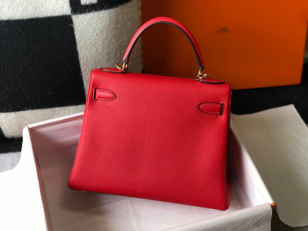 HM KELLY 28CM RED TOGO GOLD HARDWARE