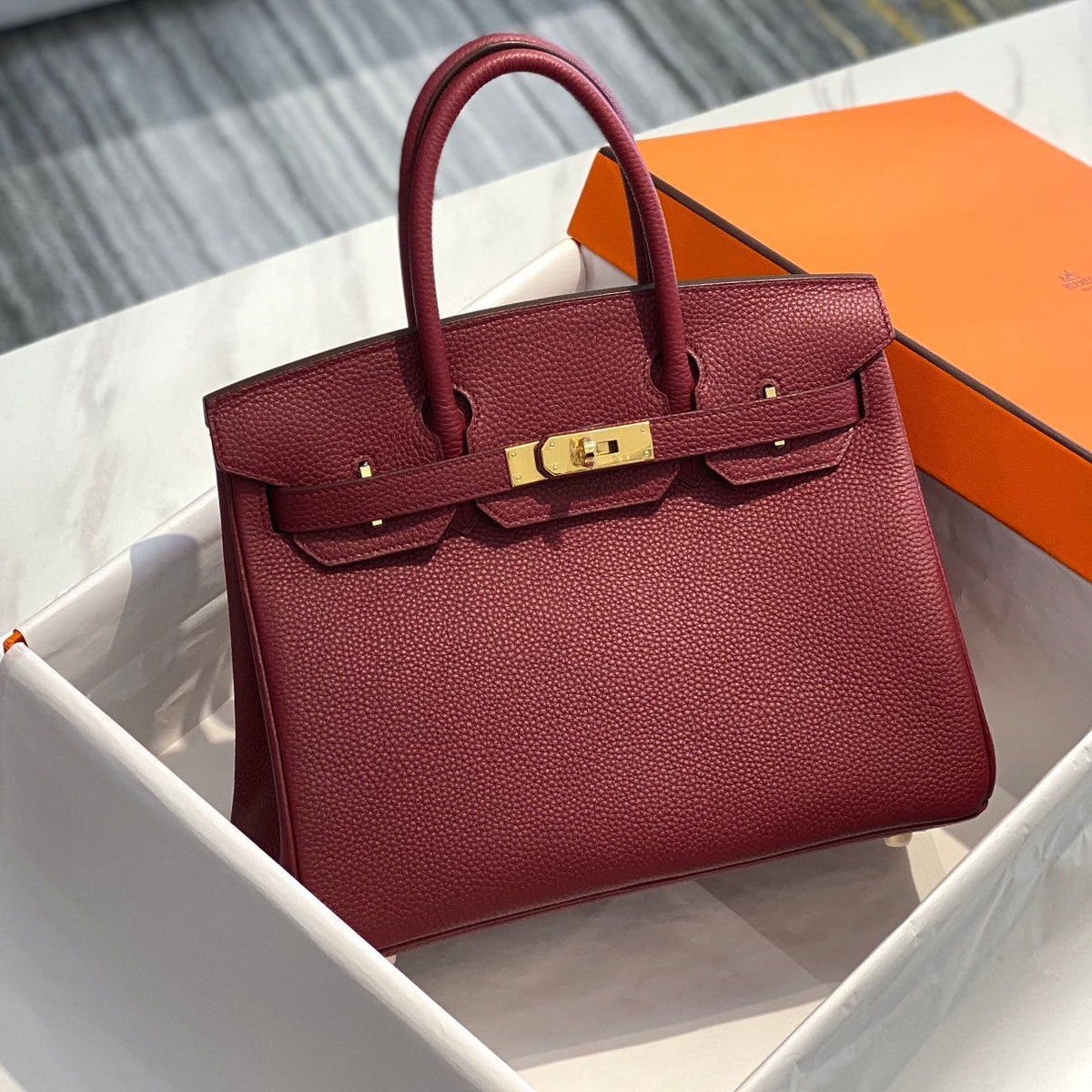 HM Birkin Bag Burgundy Togo Leather Gold Hardware