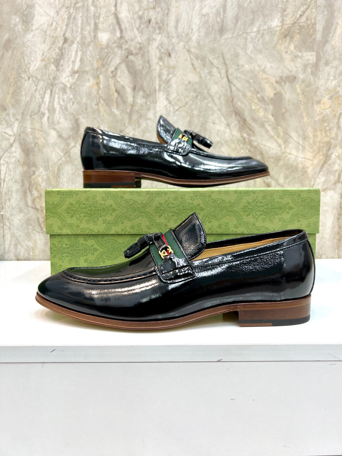 GG Men's Tassel Loafer Black Patent Leather 548745