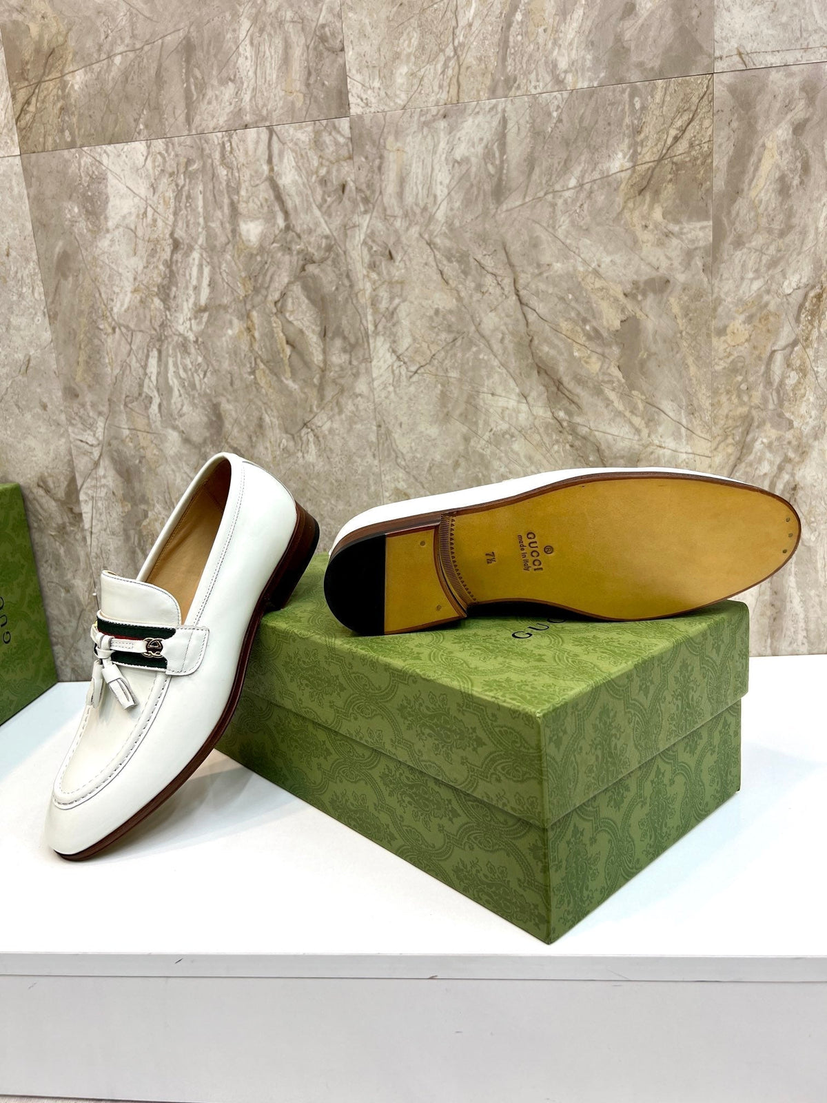 GG Men's Tassel Loafer White Cowhide 548746