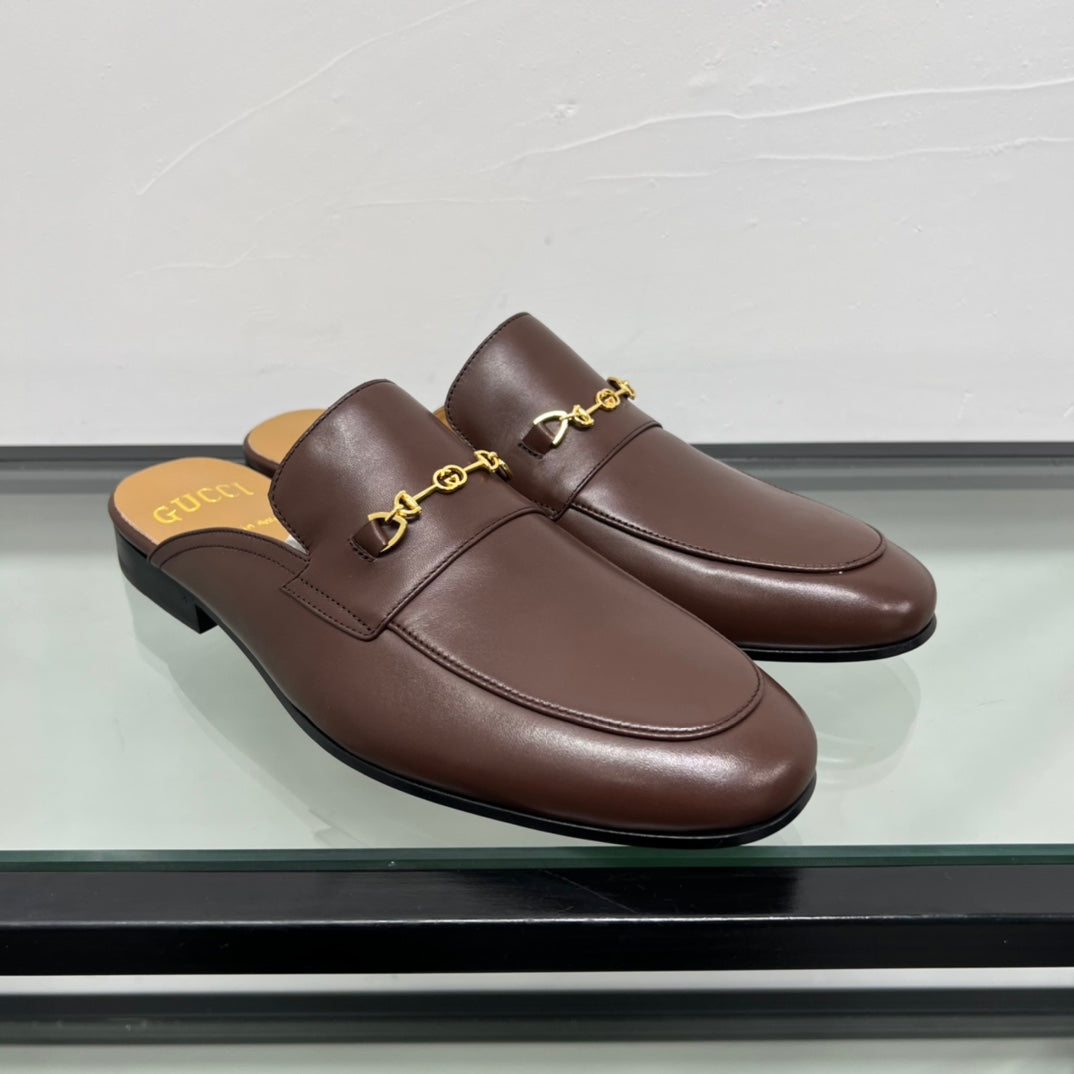 GG Men's Mule Brown Premium Calfskin 559040