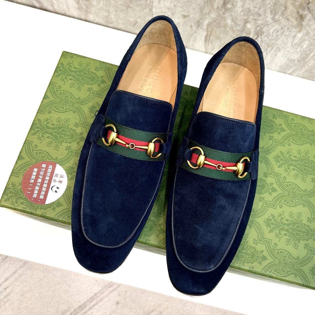 GG Men's Horsebit Loafer Navy Blue Suede 550325