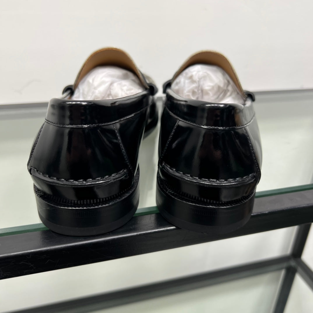 GG Men's Tassel Loafer Black Brown Patent Leather 559052