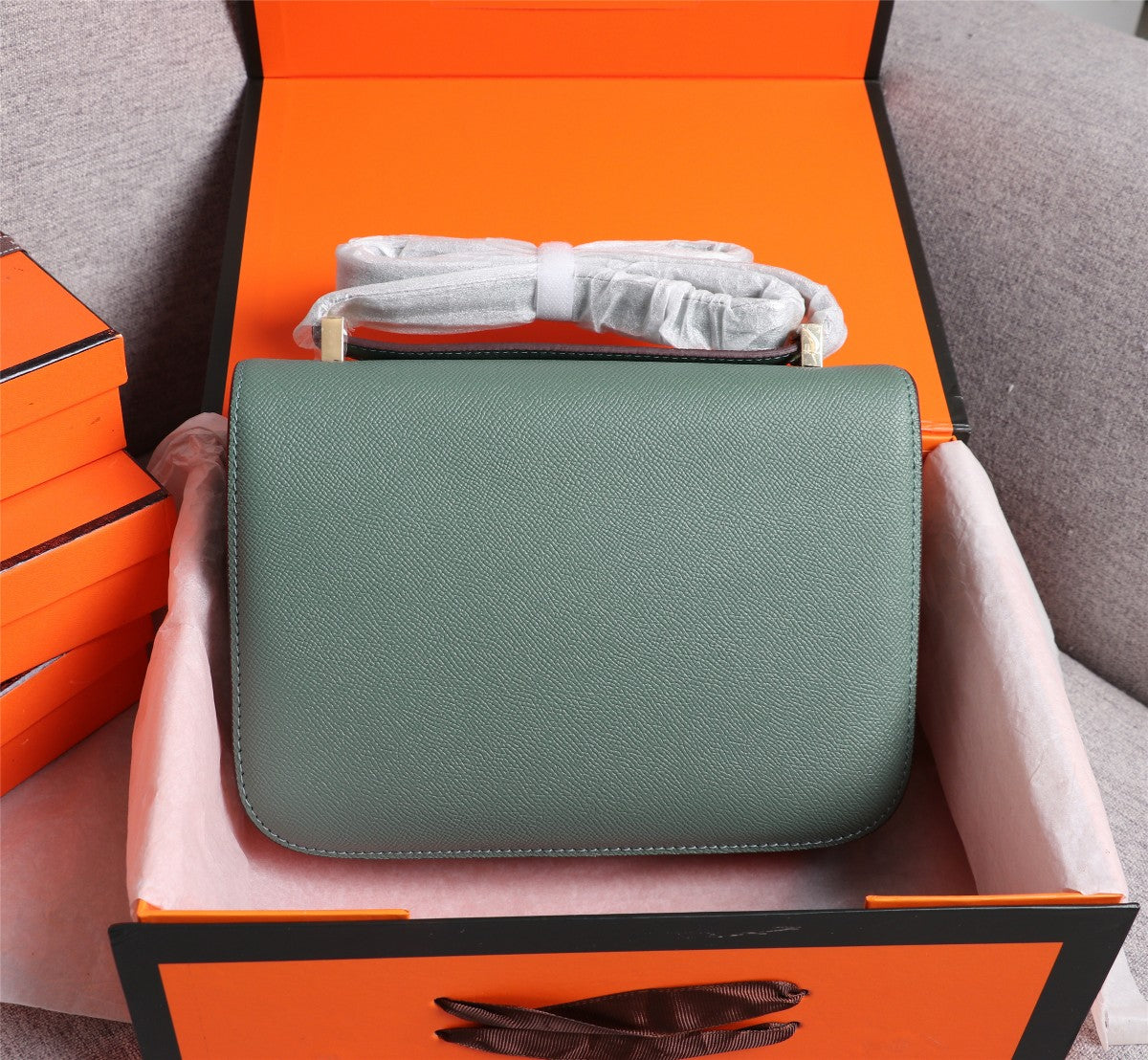 HM CONSTANCE BAGS 22 HUNTER GREEN EPSOM