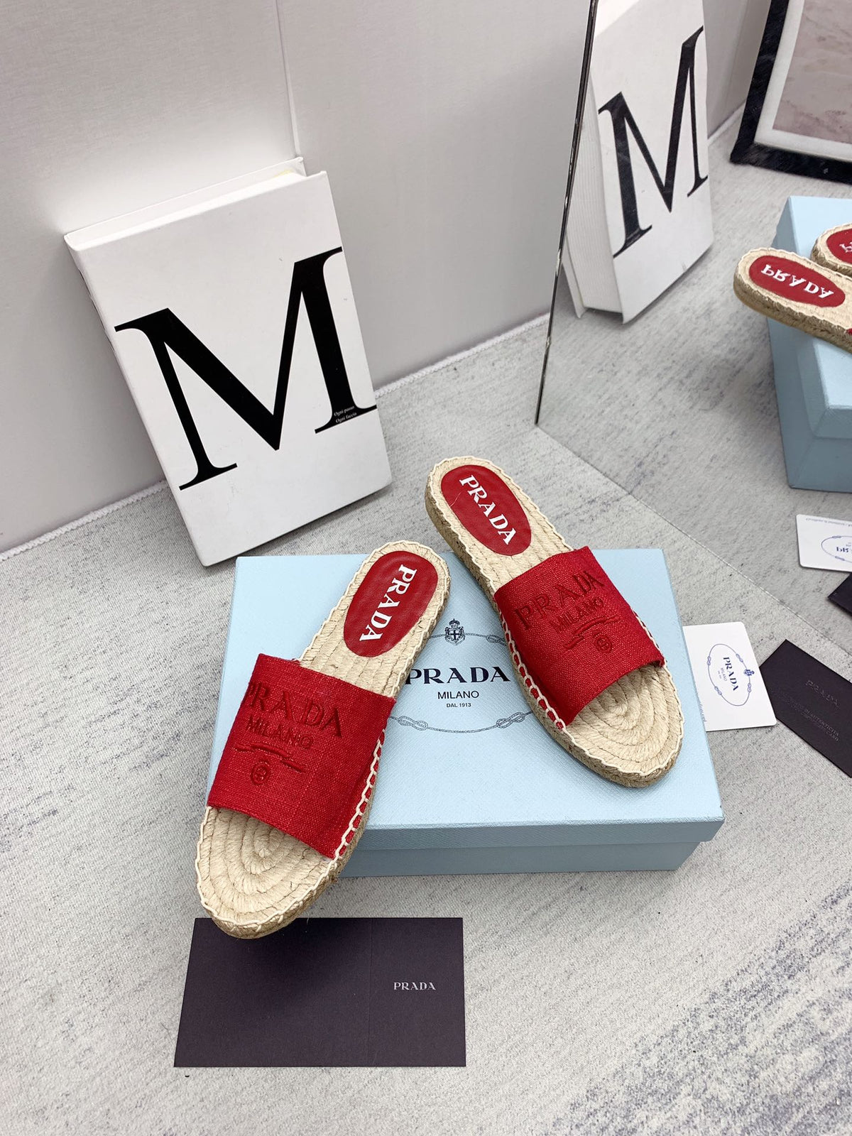 Prada 2026 Slippers Twill Fabric Rope Sole 731179