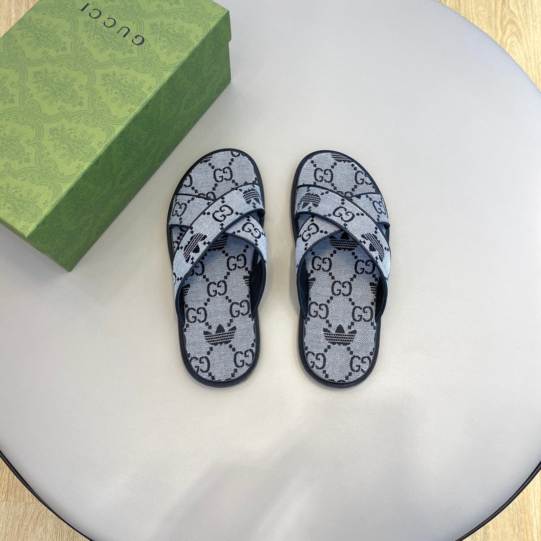 GG x Adidas Men's Sandals Slide Grey Canvas 558900