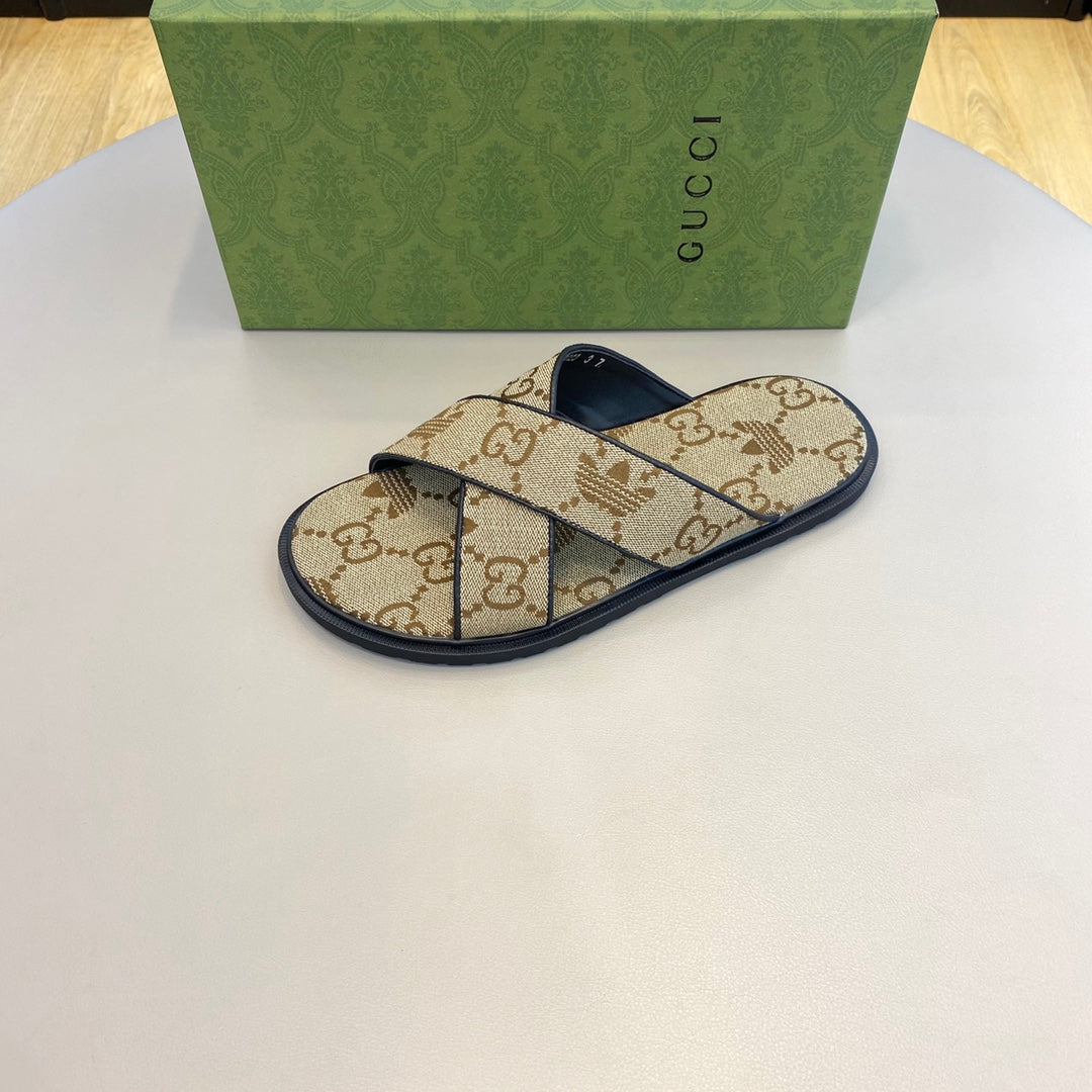 GG x Adidas Men's Sandals Slide Brown Canvas 558910