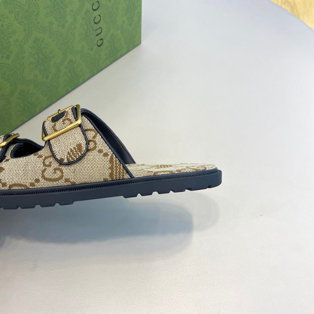 GG x Adidas Men's Sandals Slide Brown Canvas 558909