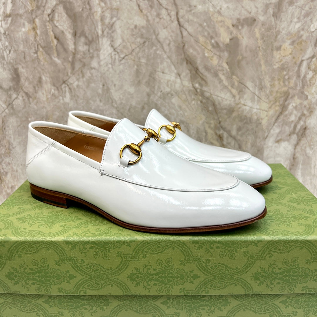 GG Men's Jordaan Loafer White Patent Leather 550350