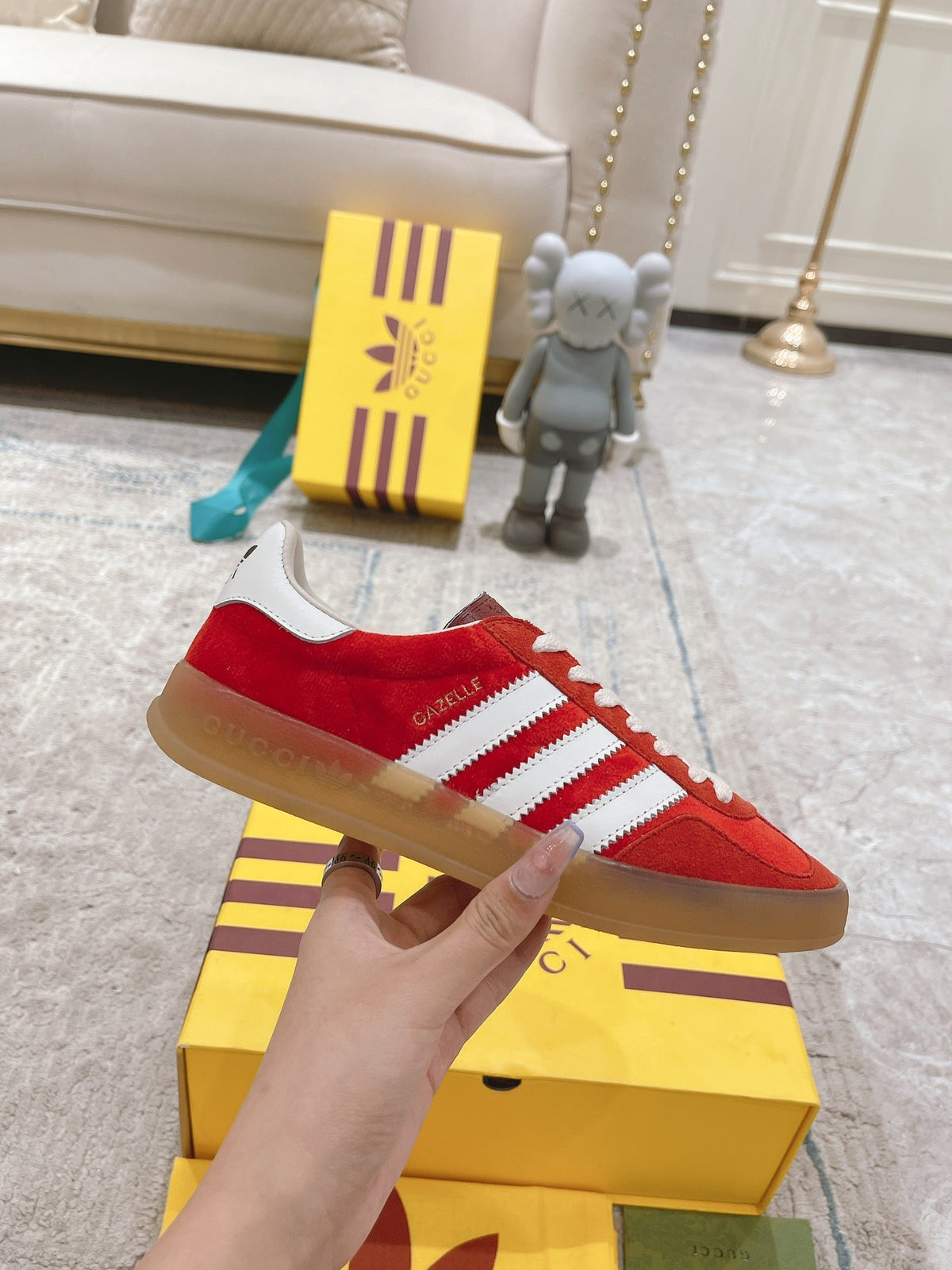 GG & ADIDAS GAZELLE SNEAKER RED SUEDE