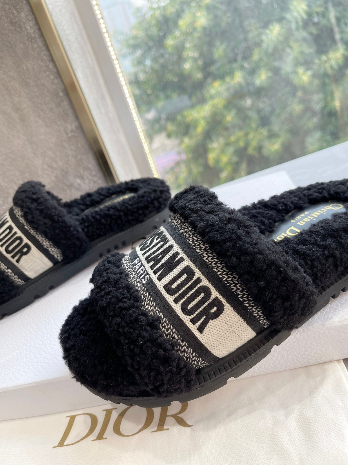 CD 25  Flat Slippers Black Wool 395566