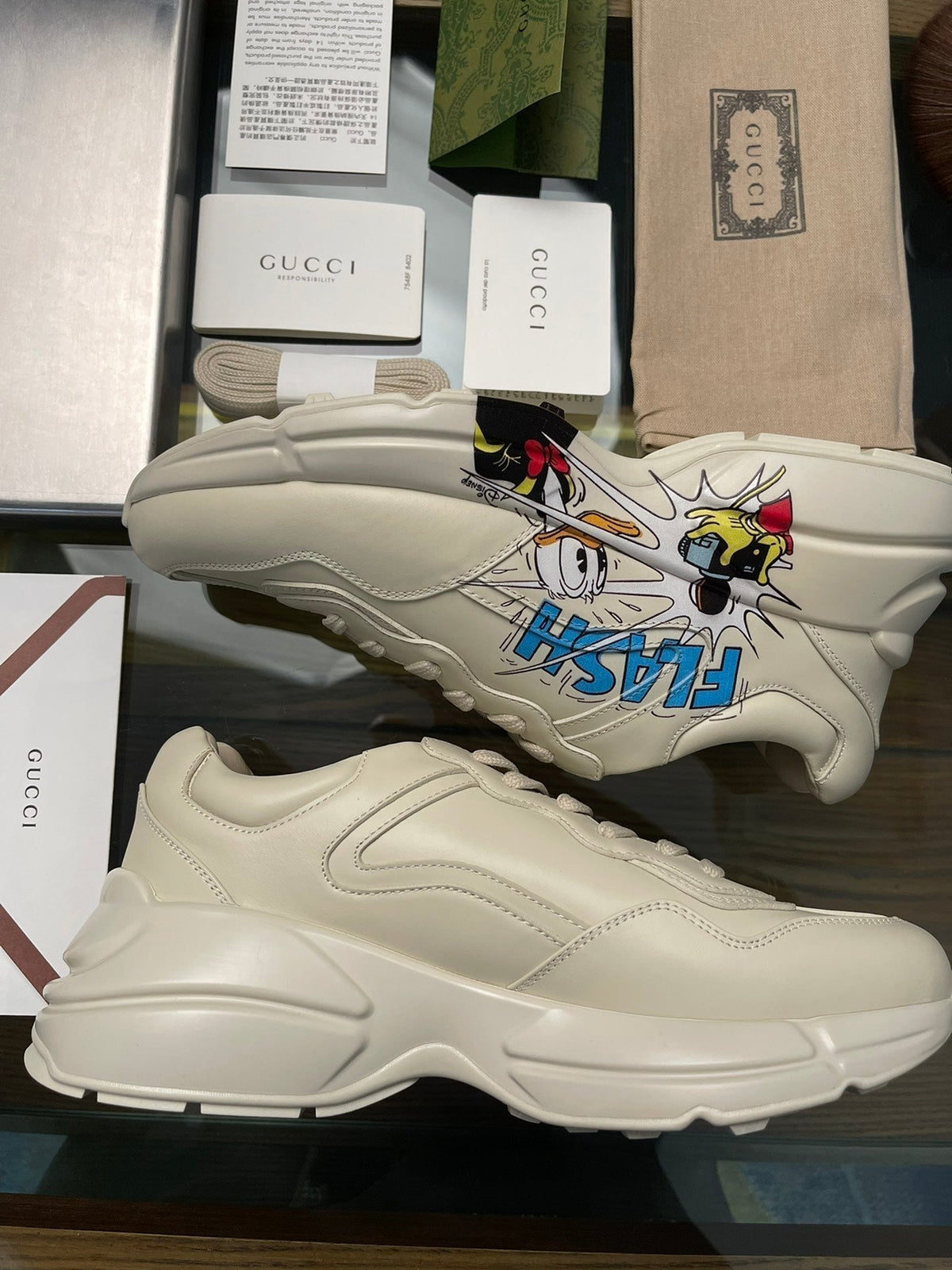 GG Men's Rhyton Sneaker Milk White Cowhide 524514