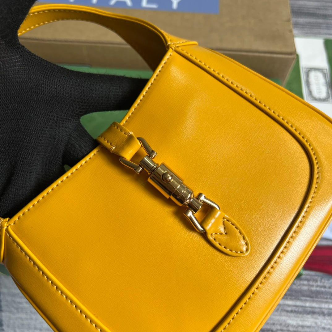 GG JACKIE MINI 19 SHOULDER BAG IN YELLOW CALFSKIN