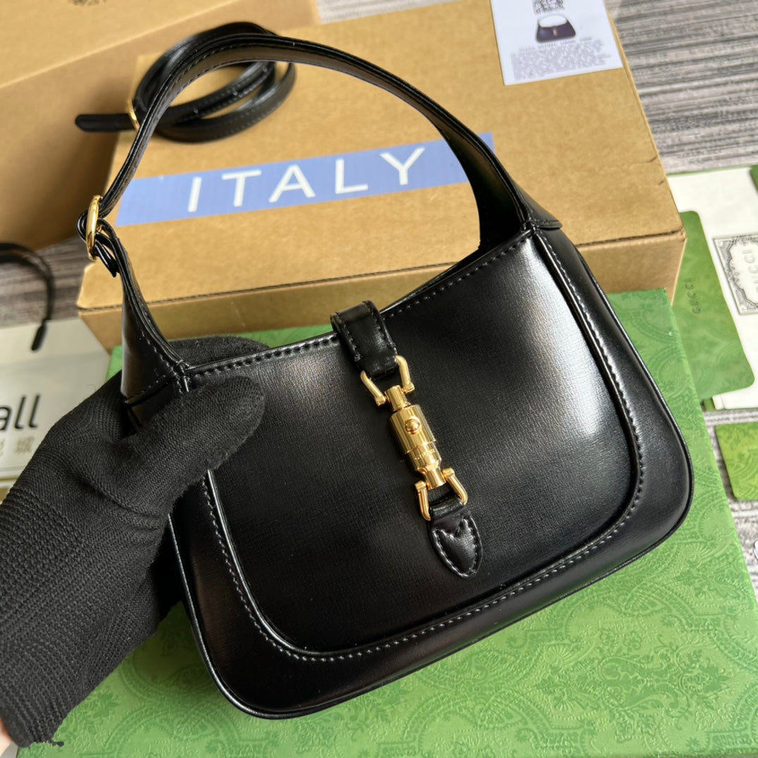 GG JACKIE MINI 19 SHOULDER BAG IN BLACK CALFSKIN