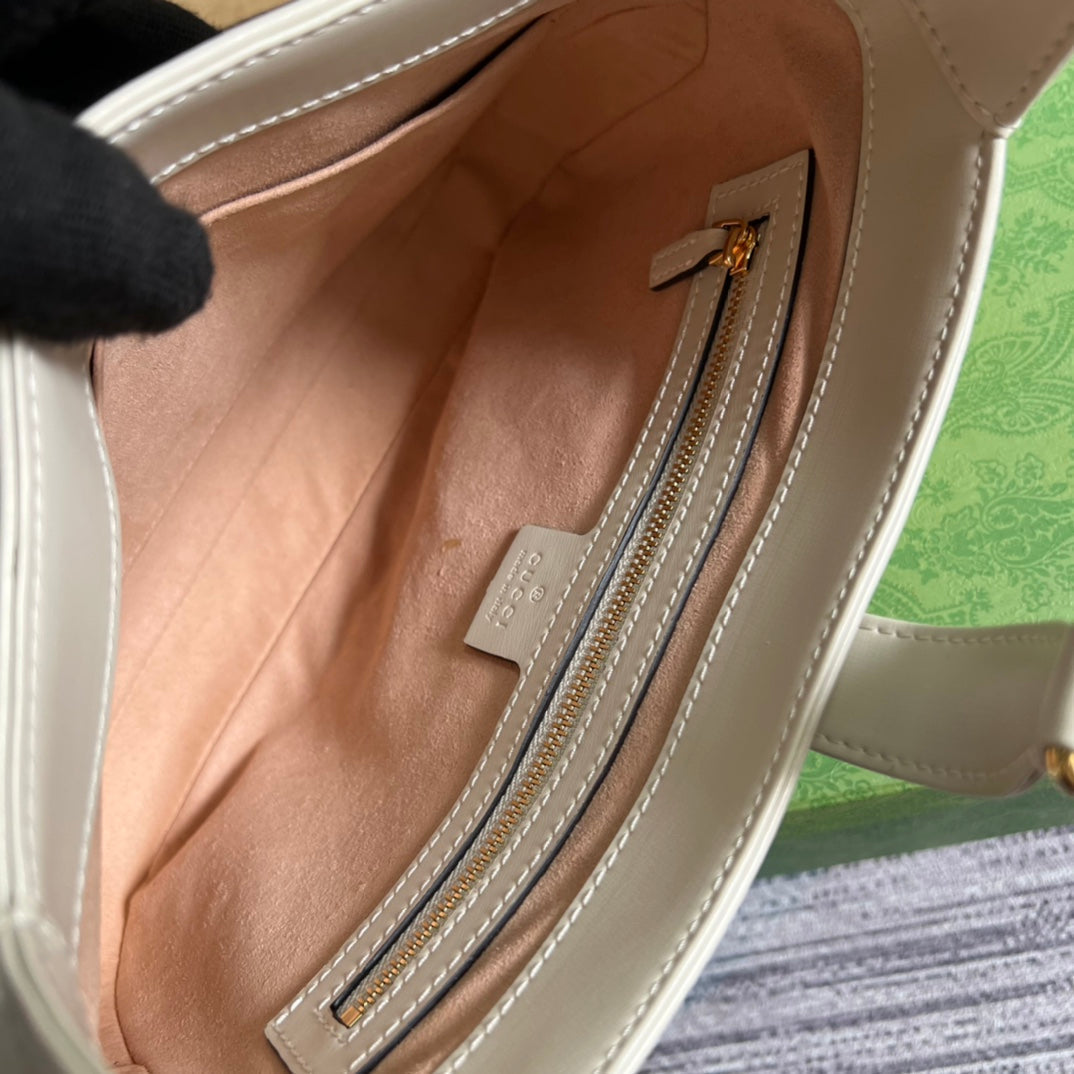 GG JACKIE SMALL 28 SHOULDER BAG IN WHITE CALFSKIN