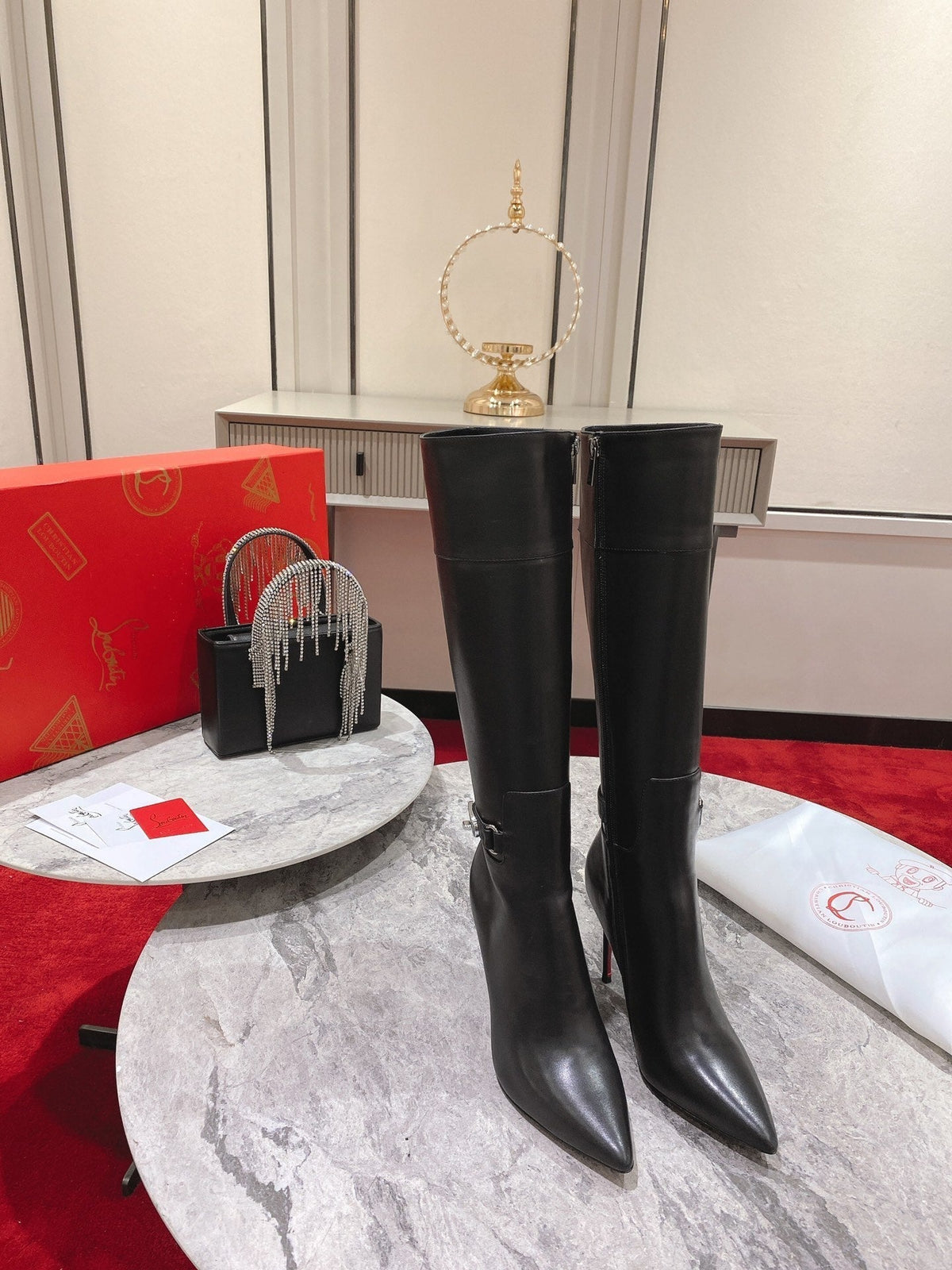 CL Lock Kate High Boots 100mm Calfskin Black