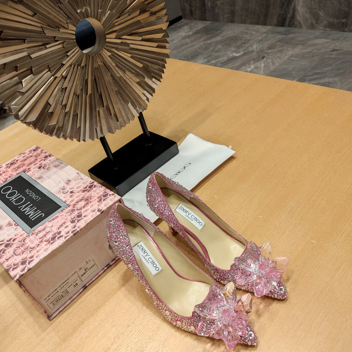 Jimmy Choo Alia 85 Rose mix color Crystal-embellished Pump