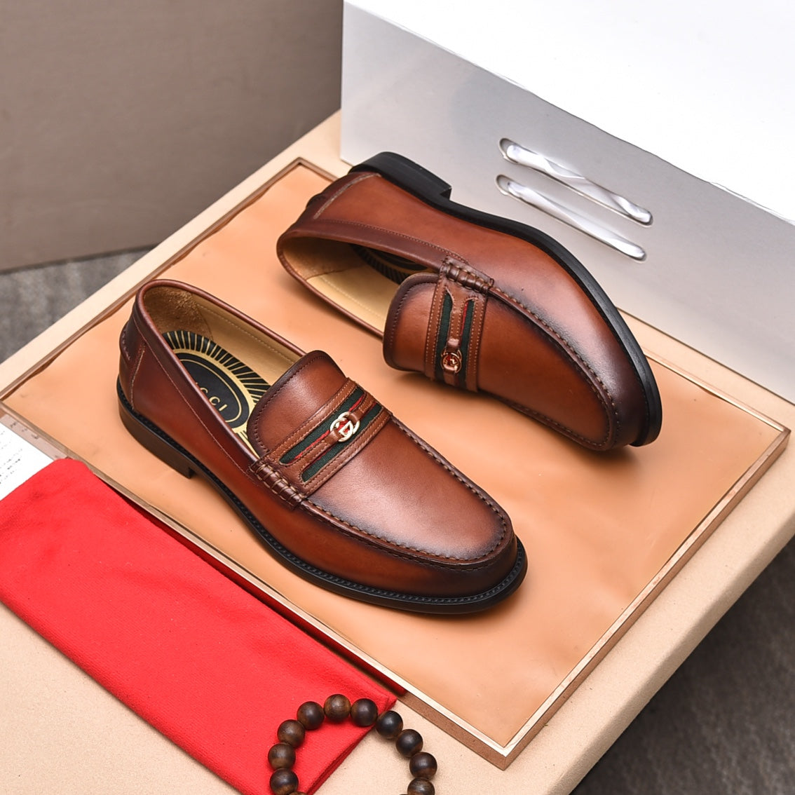 GG Men's Loafer Brown Cowhide 522701