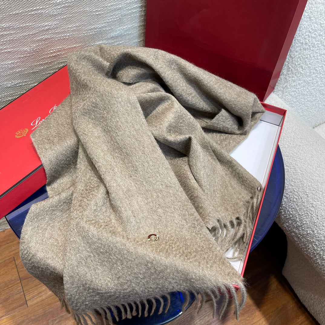 Plain Cashmere Scarf 180 CM In Grey Brown 351620