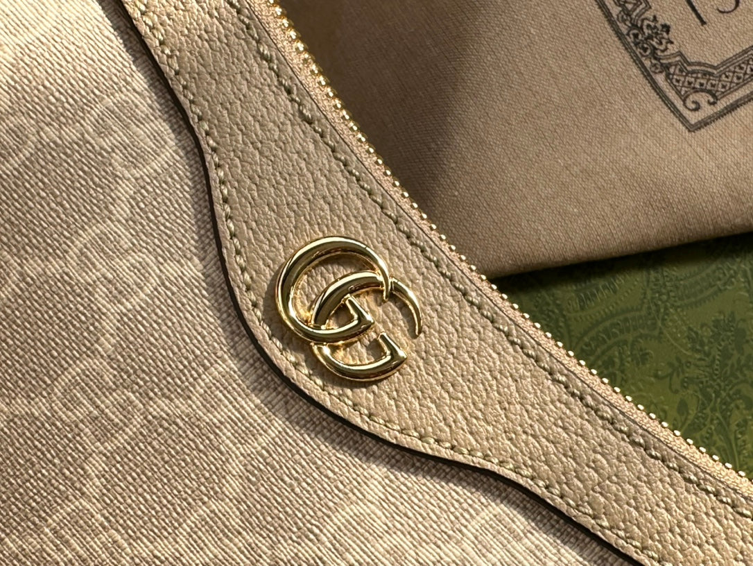 OPHIDIA GG SMALL 25 HANDBAG BEIGE AND WHITE SUPREME CANVAS