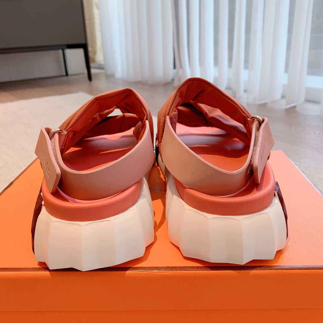 HM ELECTRIC SANDAL FIRE FABRIC AND CALFSKIN
