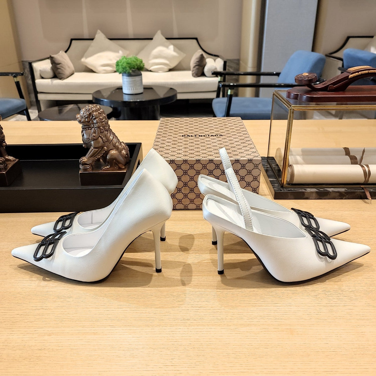 Balenciaga 26s High Heel 100 White Cowhide 681200