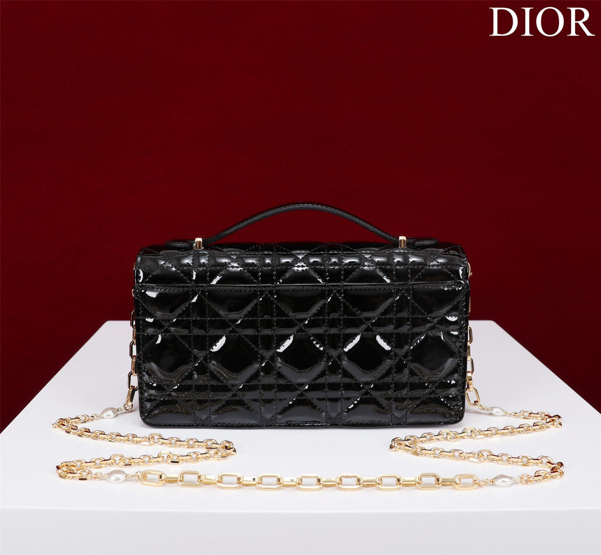 my cd mini 21 black patent calfskin