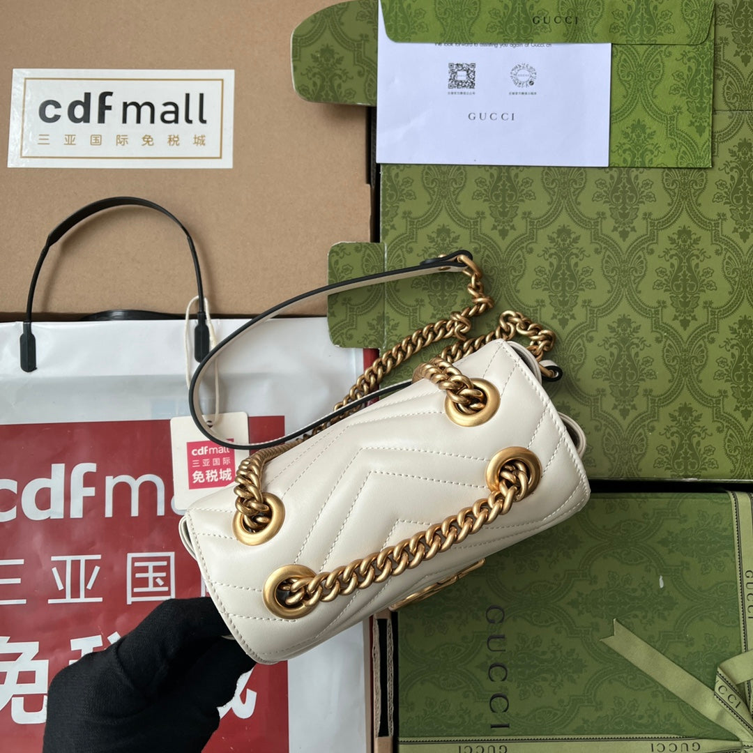 gg marmont mini 18cm white calfskin gold hardware
