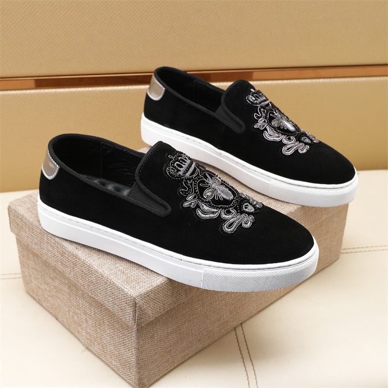 GG Men's Slip-on Loafers Black Suede 545715
