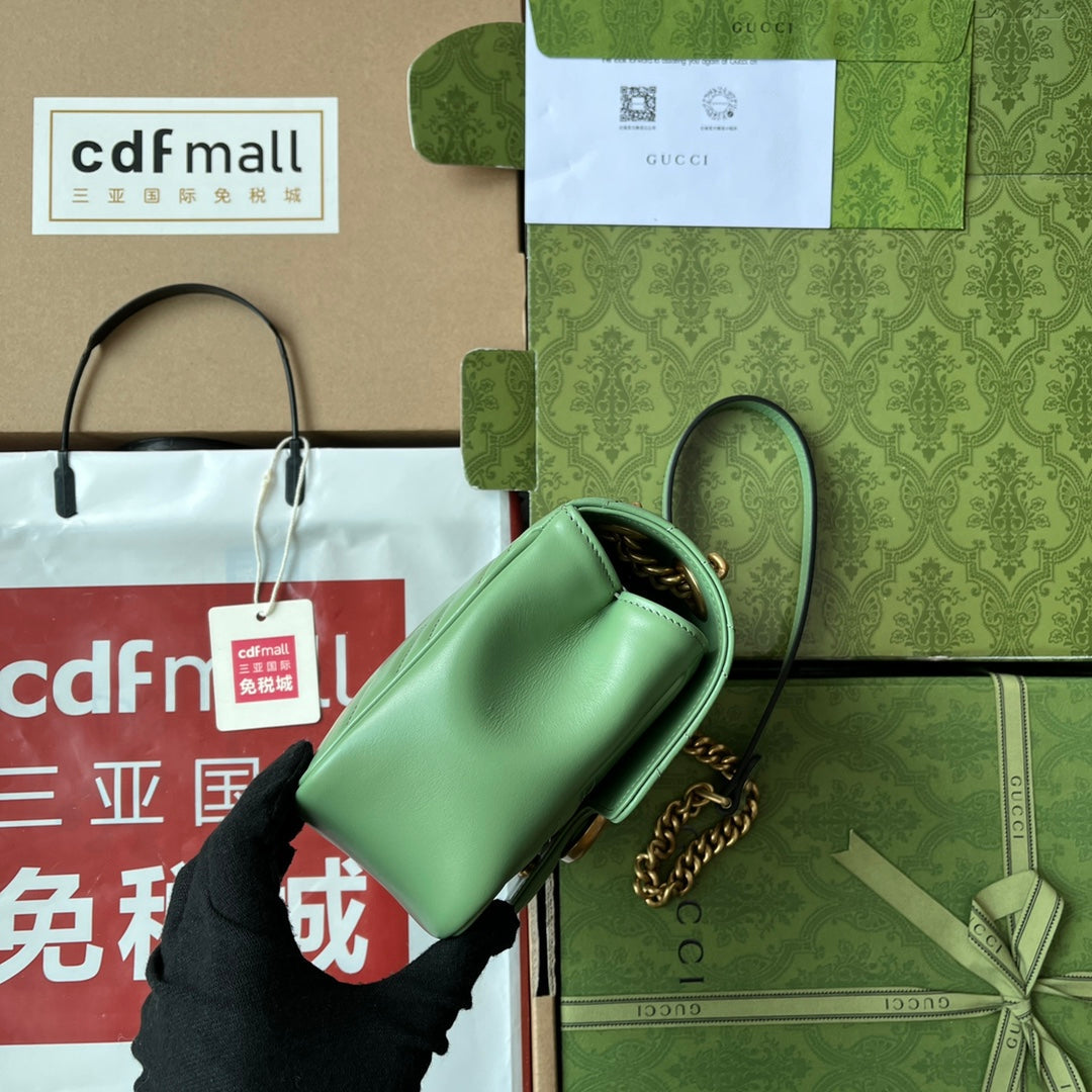 gg marmont mini 18cm green calfskin gold hardware