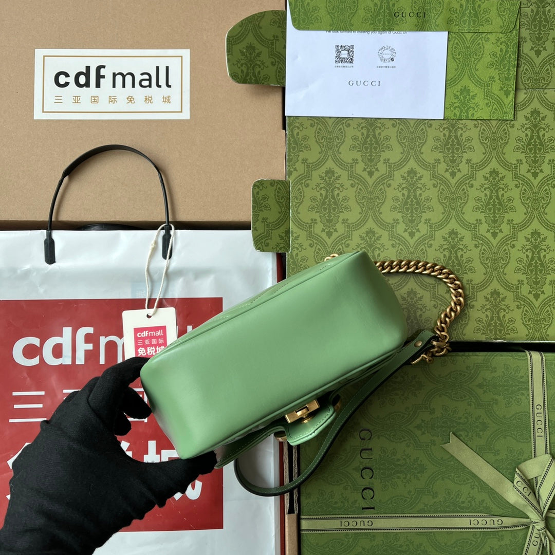 gg marmont mini 18cm green calfskin gold hardware