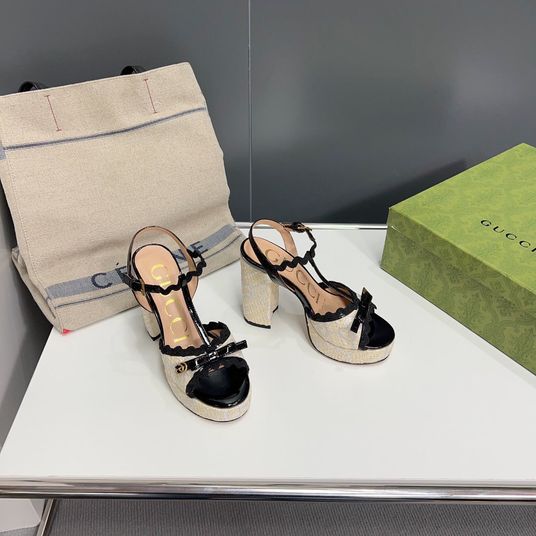 GG 105 HIGH HEEL SANDAL CREAM STRAW