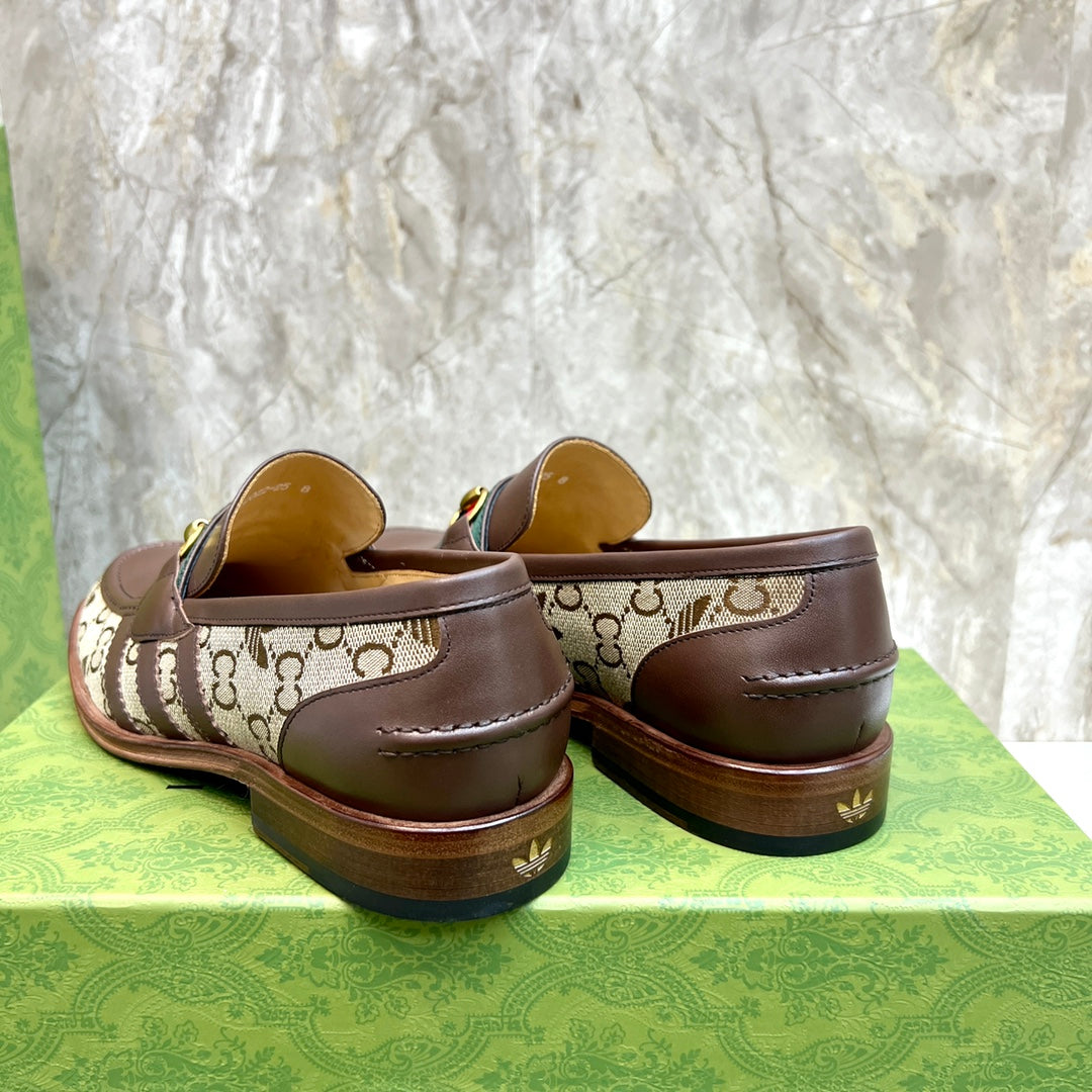 GG x Adidas Men's Loafer Brown Canvas Cowhide 724880