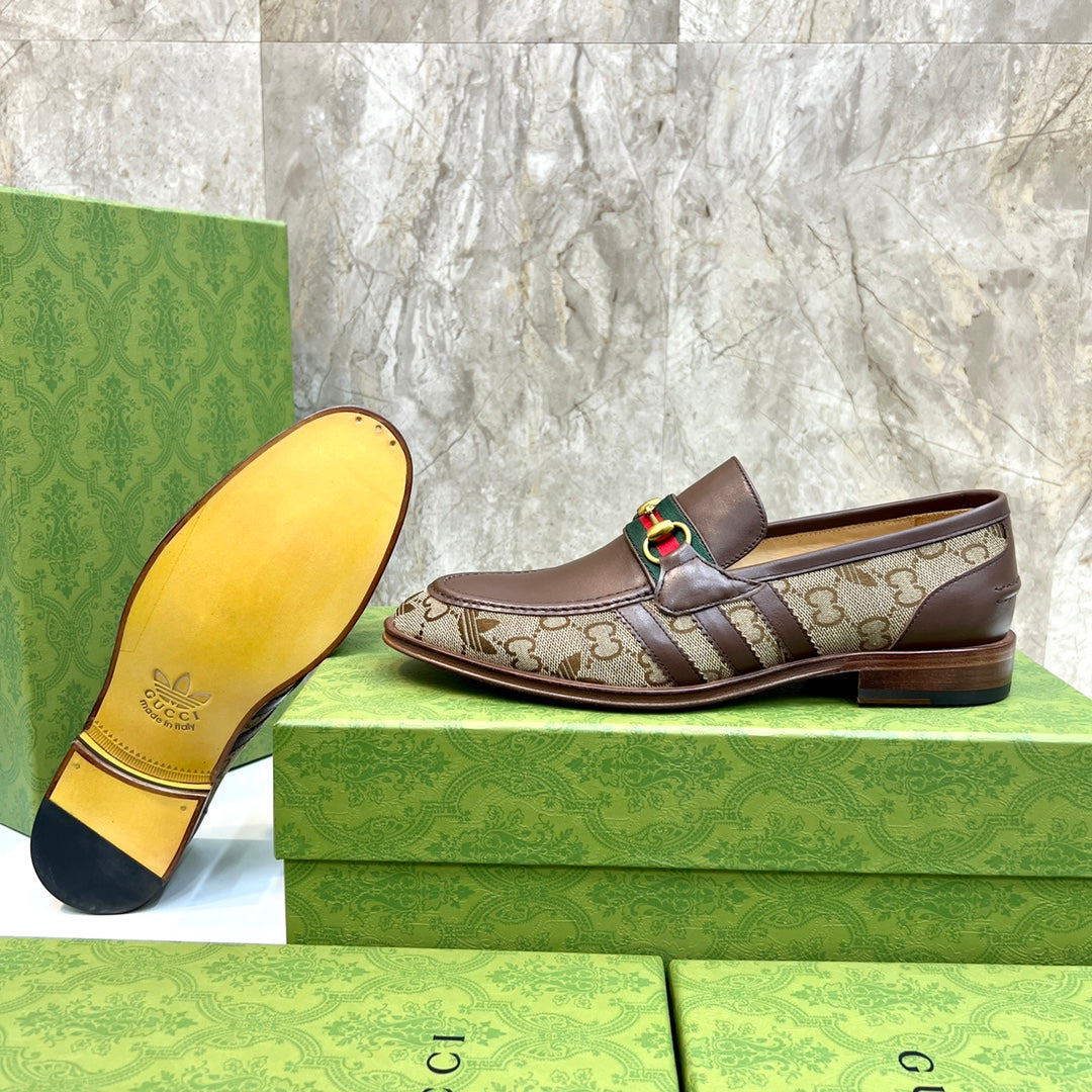 GG x Adidas Men's Loafer Brown Canvas Cowhide 724880