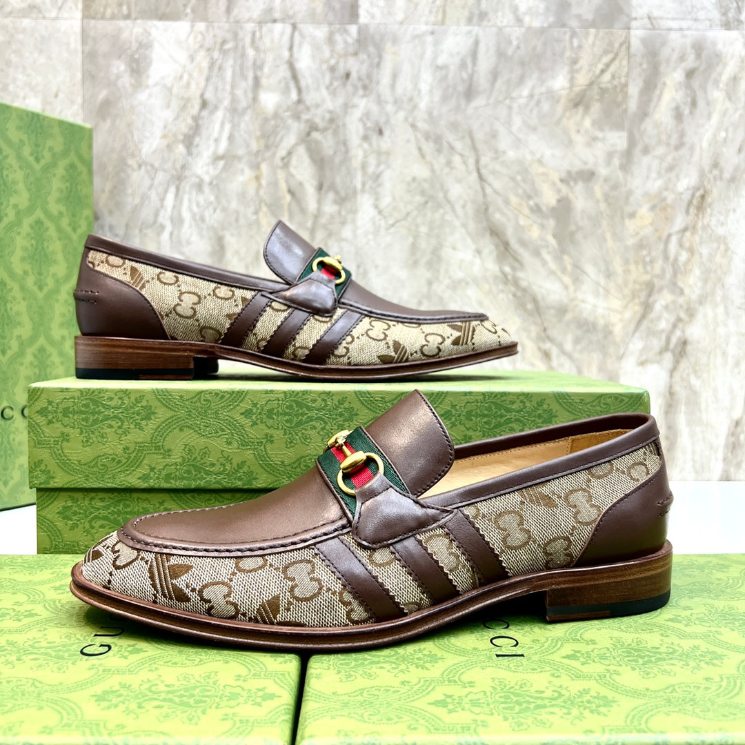 GG x Adidas Men's Loafer Brown Canvas Cowhide 724880
