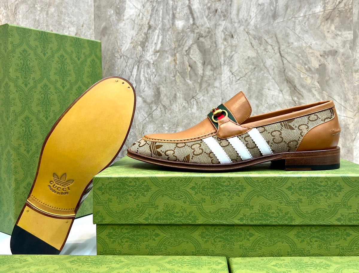 GG x Adidas Men's Loafer Light Brown Canvas Cowhide 724881