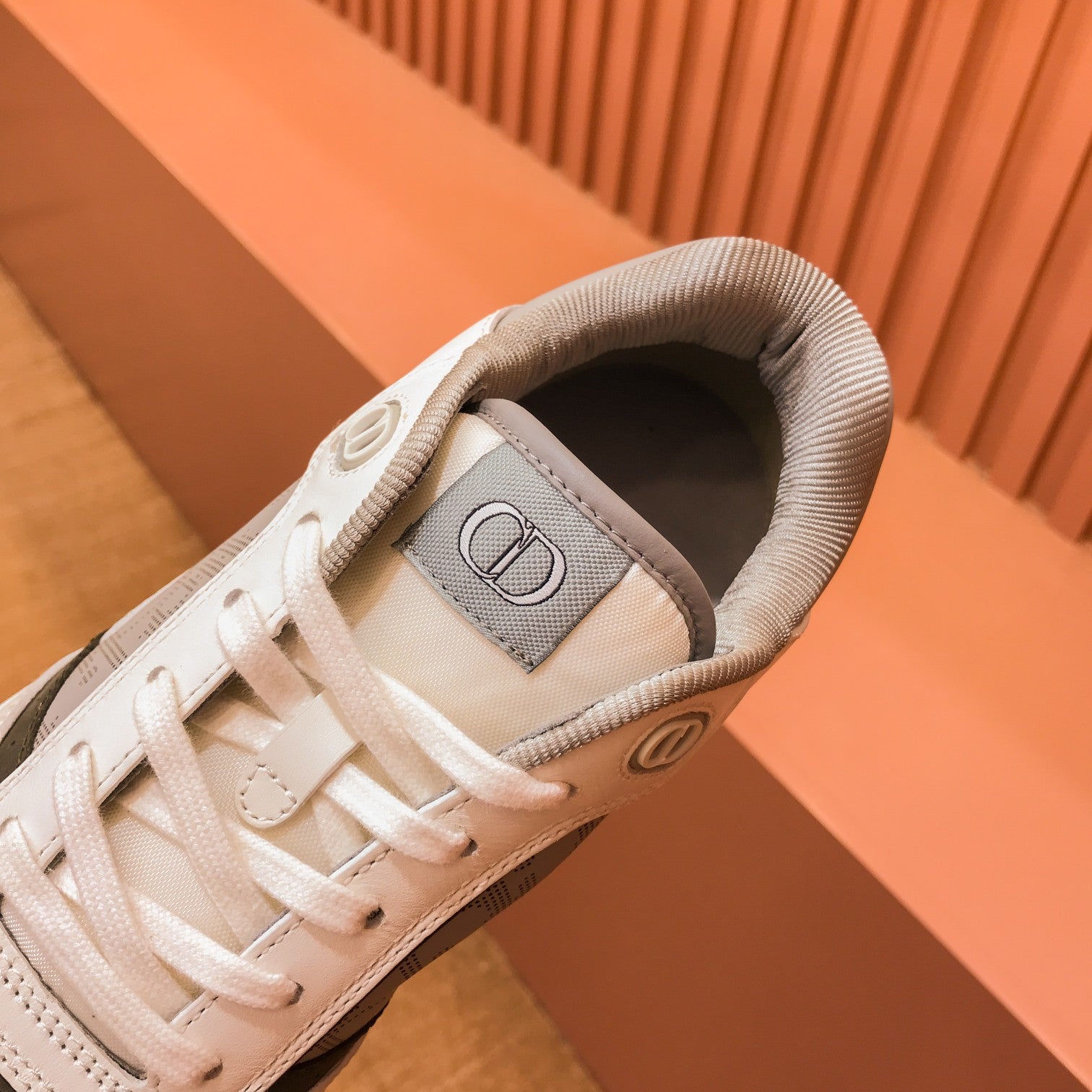 CD B27 LOW-TOP SNEAKER GRAY-WHITE MESH CALFSKIN