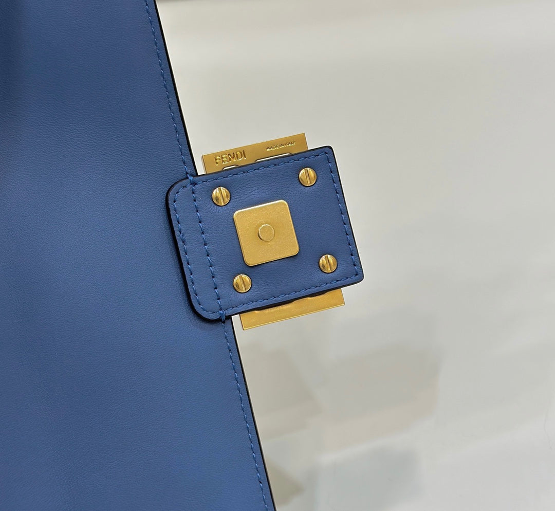 Baguette 27cm Blue Lambskin Gold Hardware